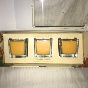 NEW IN BOX! CHESAPEAKE BAY CANDLE SET OF 3 GLASS VOTIVES EXOTIC SPICE LEAD-FREE